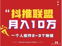 月入5万抖推联盟项目、新风口、小白新手都可以批量操作~